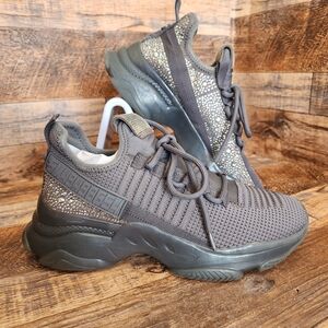 {SOLD} Steve Madden Maxima Gray Rhinestone Sneakers/Shoes - 8 M